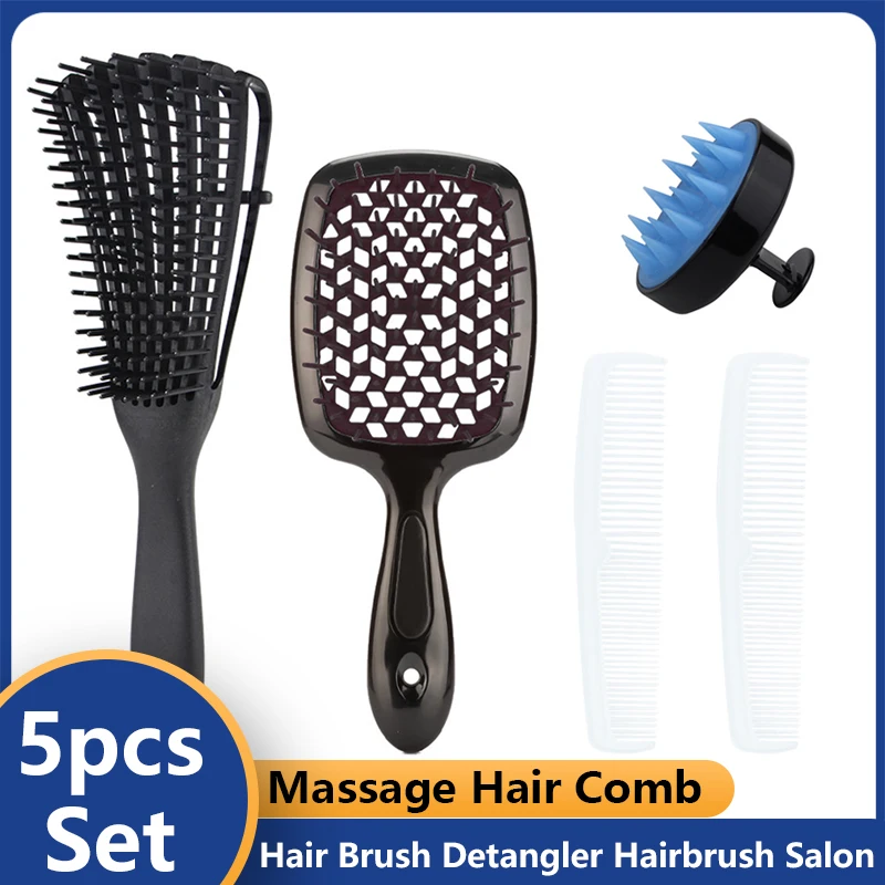 4pcs Set Hair Brush Detangling Brush Scalp Massage Hair Comb Detangling Brush for Curly Hair Brush Detangler Hairbrush Salon