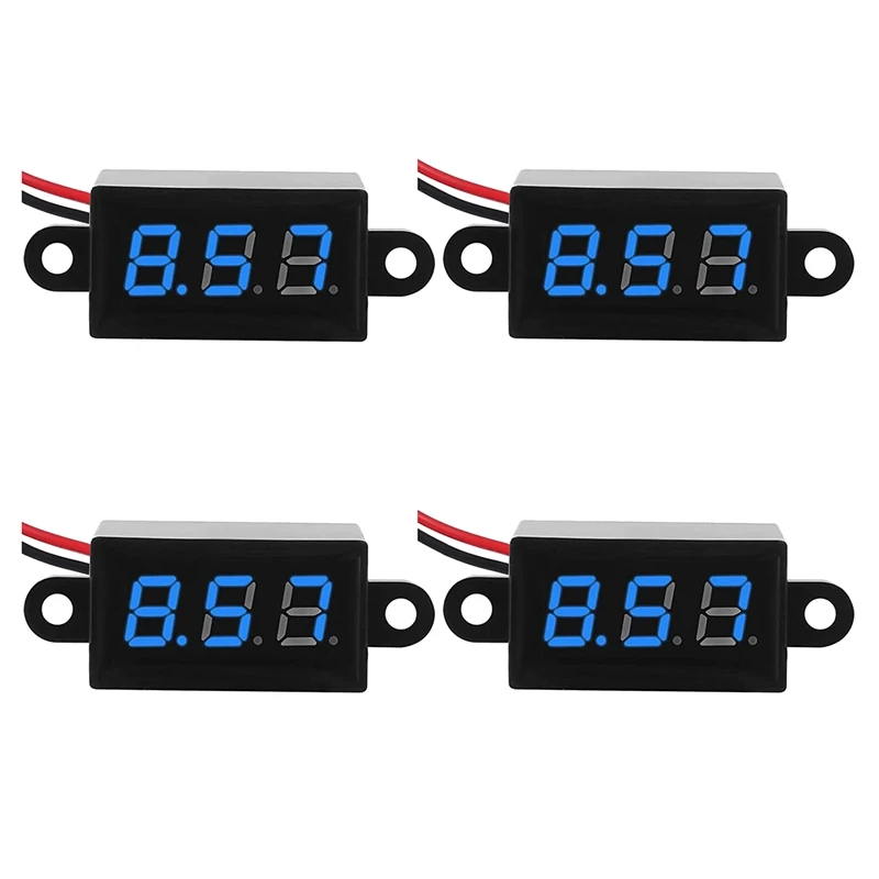 

AT14 4 Pcs Mini Digital DC Voltmeter 0.28 Inch 2 Wire DC 3.0V-30V Digital Voltmeter Waterproof Dustproof Drop Resistant