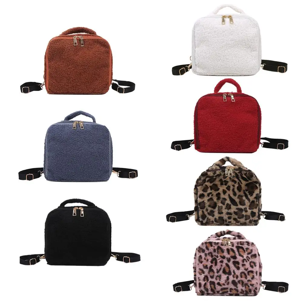 

Women Fashion Solid Color Backpack Plush Autumn Winter Girl School Shopping Traveling Shoulder Bags Casual Rucksacks