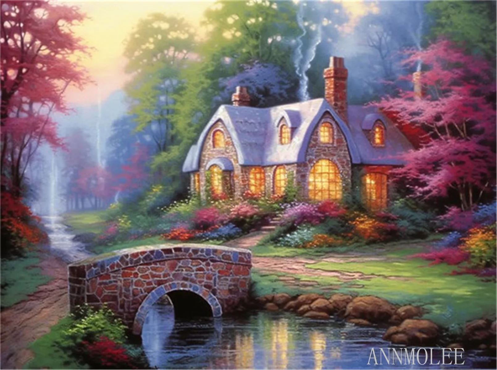 

Jigsaw Puzzles for Adults Rural cottage, river Formation Wooden DIY Toys Gift for Intellective Home Decoration