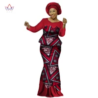 africa style bazin riche dresses for women two pieces set women long sleeve tops and long african print skirt plus size wy2454