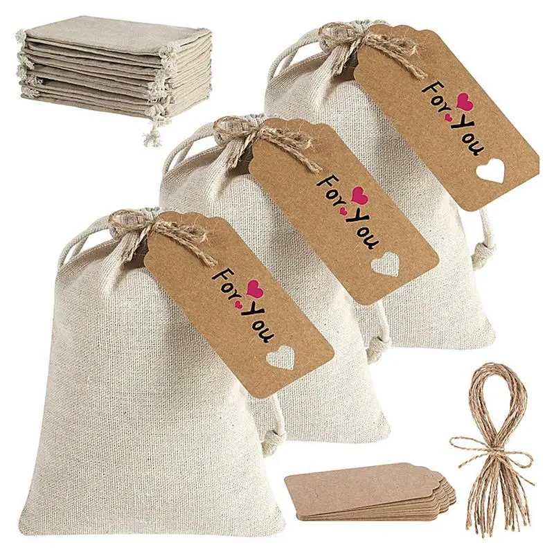 

Мини-пакеты на шнурке 12 шт., свадебный подарочный мешок с биркой, Хлопковая Сумка на шнурке для конфет, конфет, аксессуары для конфет, подарочная упаковка