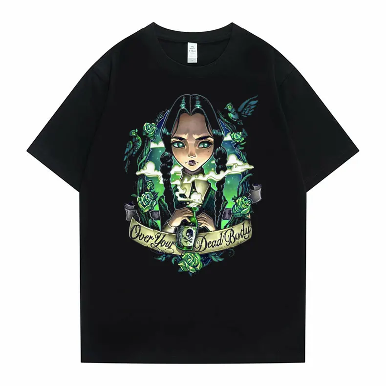 

Wednesday Addams Nevermore Academy Aesthetic Print T-shirts Short Sleeve Men Women Hip Hop Cotton Tshirt Unisex Eu Size T Shirt
