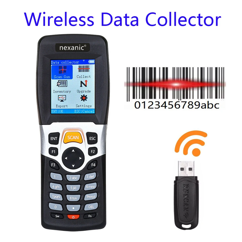 Nexanic PDT3309 Wireless 1D Barcode Scanner PDT Inventory Counter 1D Barcode Reader Collector Data Terminal