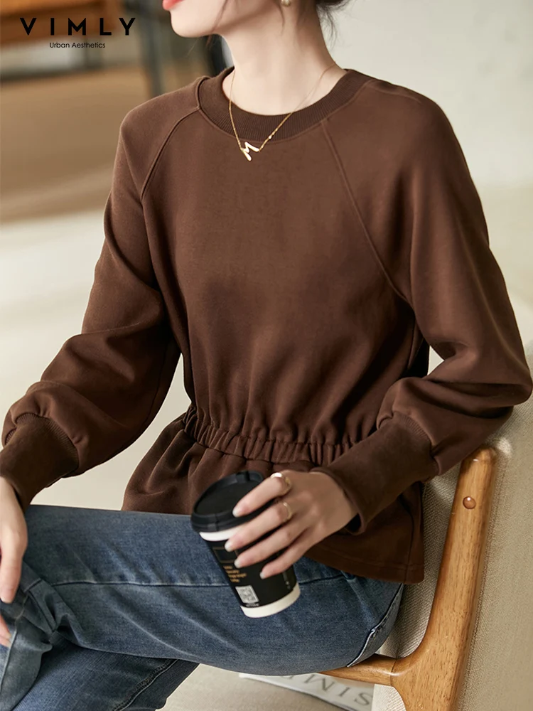 VIMLY Женская демисезонная Новинка 2022 просторная Корейская толстовка с круглым