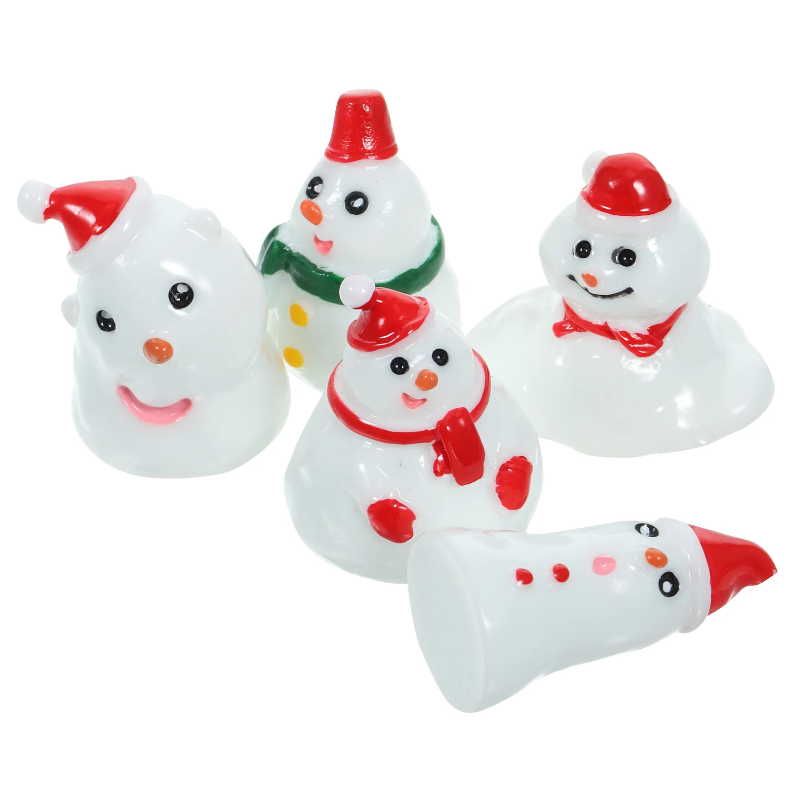 

5 Pcs Ornaments Christmas Party Favors Mini Snowman Figurine Table Top Decor Miniature Xmas Resin Tabletop Figure Supplies