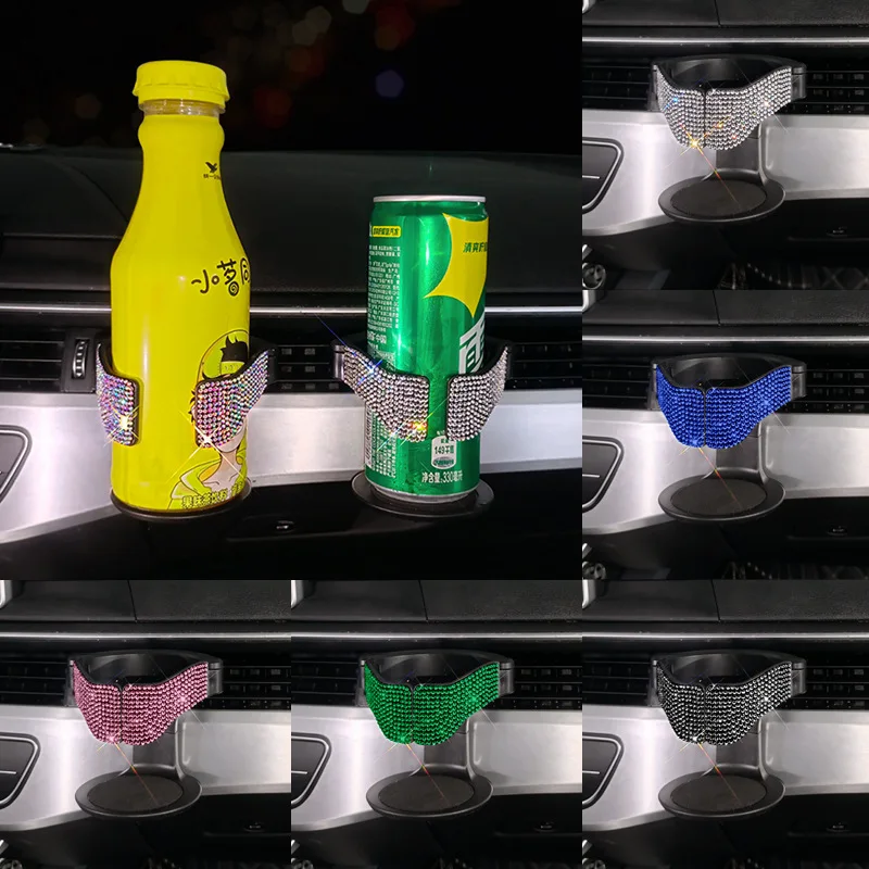 

Diamond Crystal Car Cup Holder Multi-function Car Air Vent Clamp Clip Ashtray Trash Can Drink Water Cup Bottle Bracket Universal