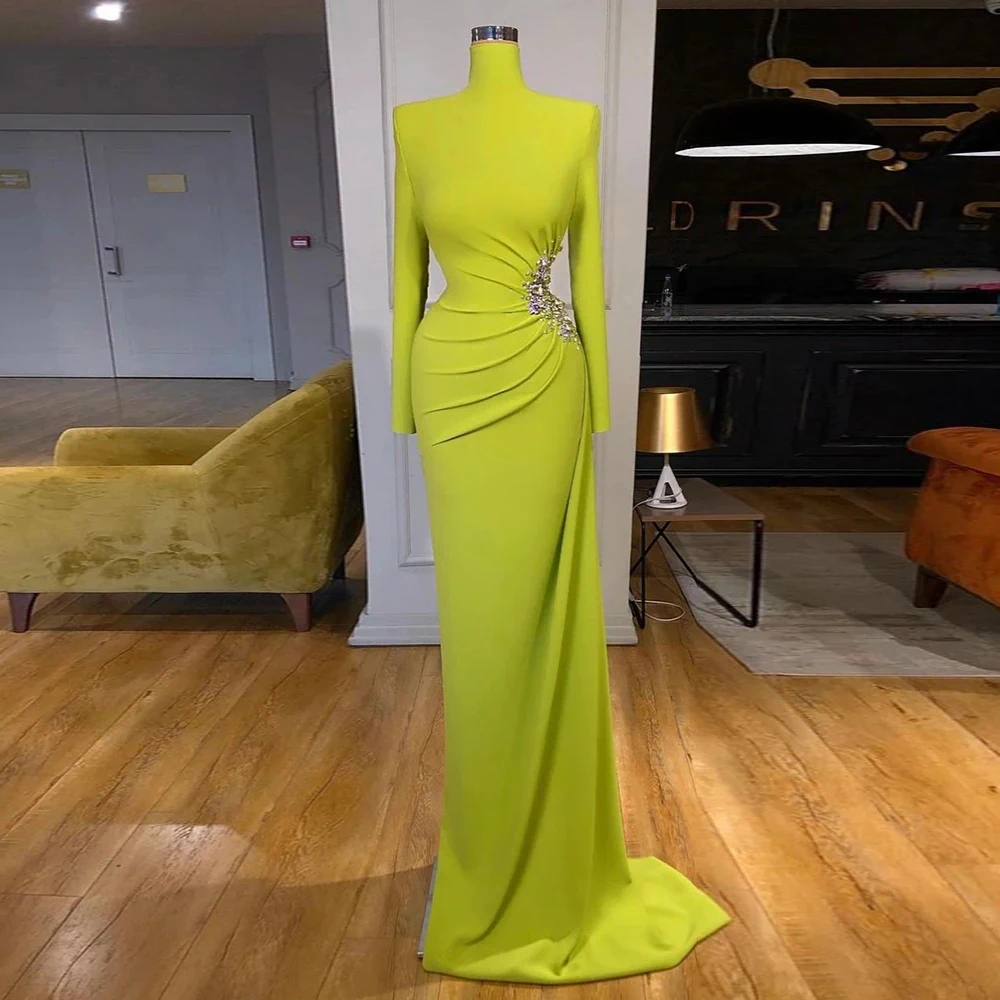 

Великолепные вечерние платья с высоким воротником, женское элегантное Плиссированное Платье из драгоценных камней и бусин, женское официальное пляжное платье