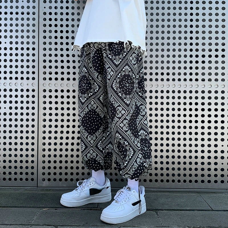 

Брюки-султанки мужские с эластичным поясом, черные, в стиле Харадзюку