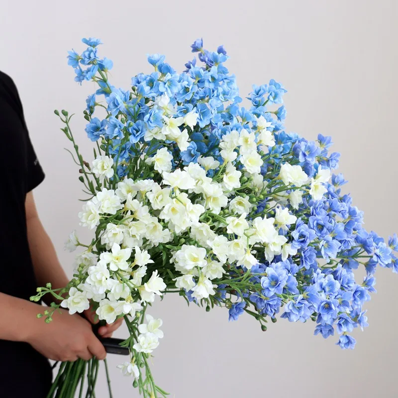 

3Pcs High-end Artificial Flowers Hand-feeling Violets Home Party Wedding Decor Delphinium Fake Flowers Arrangement Phalaenopsis