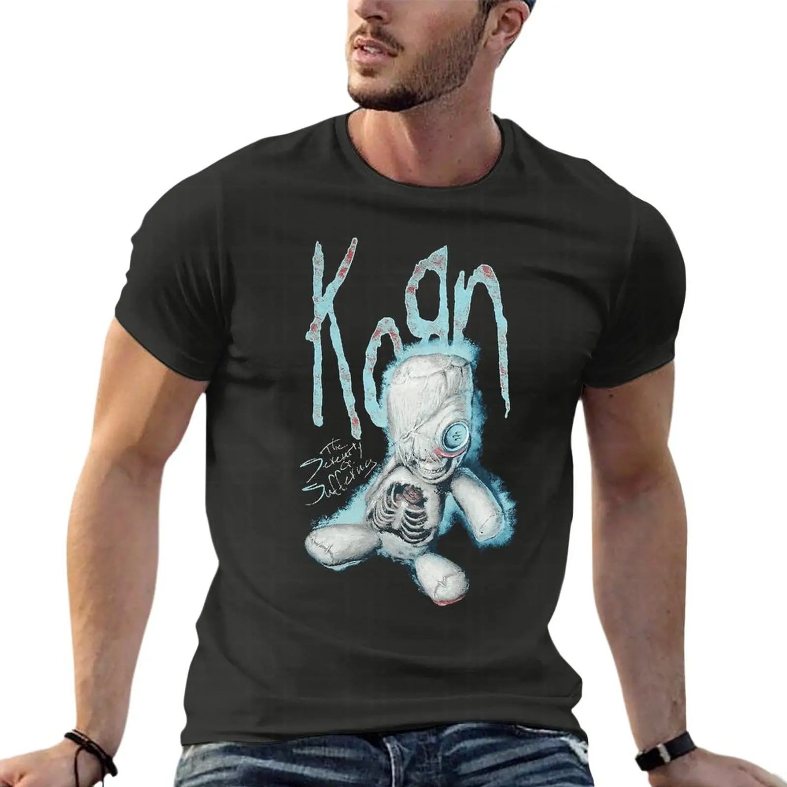 

New Doll Korn Death Metal Band Oversize Tshirt Printed Men'S Clothing Short Sleeve Streetwear Big Size Top Tee