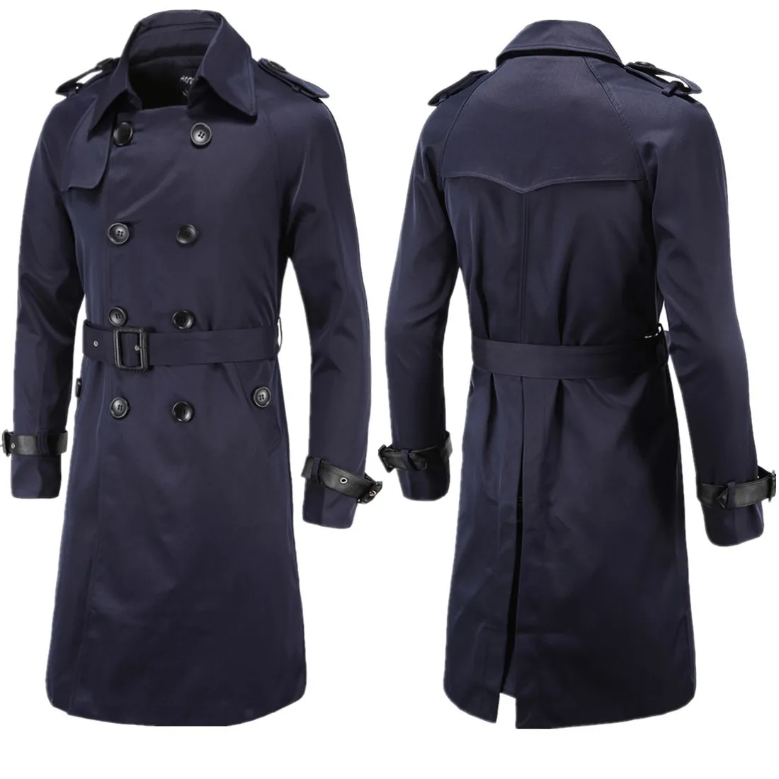 

Spring Coats Pea Trench With Male Autumn Windbreak Belt Long Mens Coat Overcoat Peacoat Breasted Double