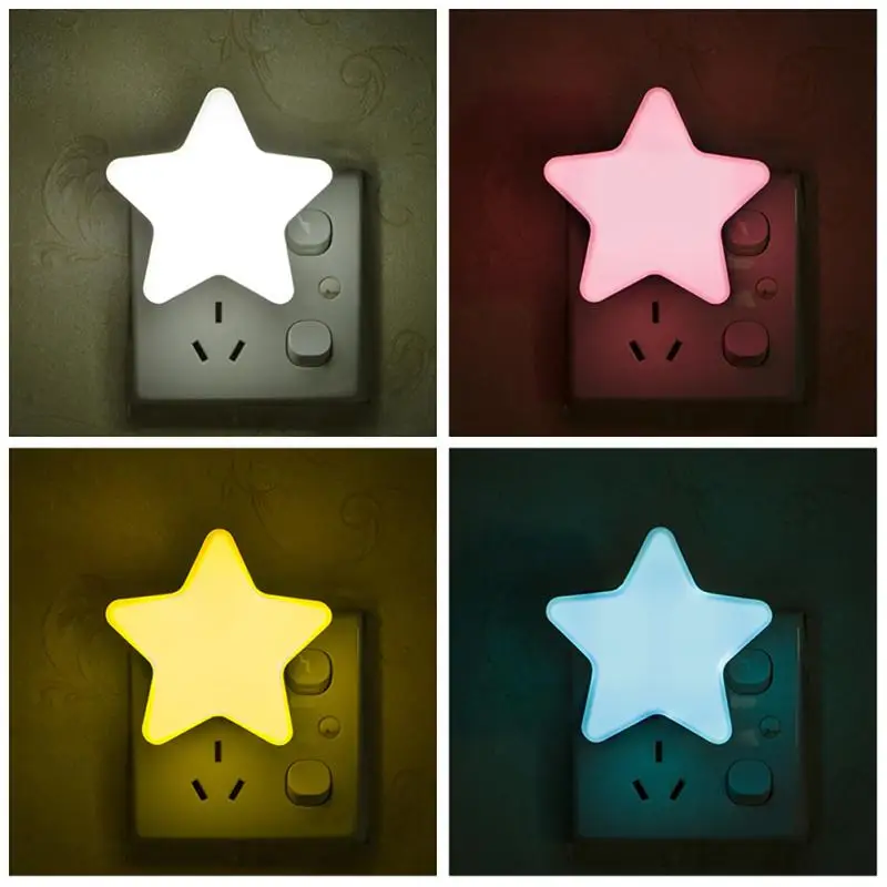 

Mini LED Night Light EU/US Plug In Dusk To Dawn Sensor Wall Lamp Star Novelty Emergency Lamp For Bedroom Hallway Stairs Corridor