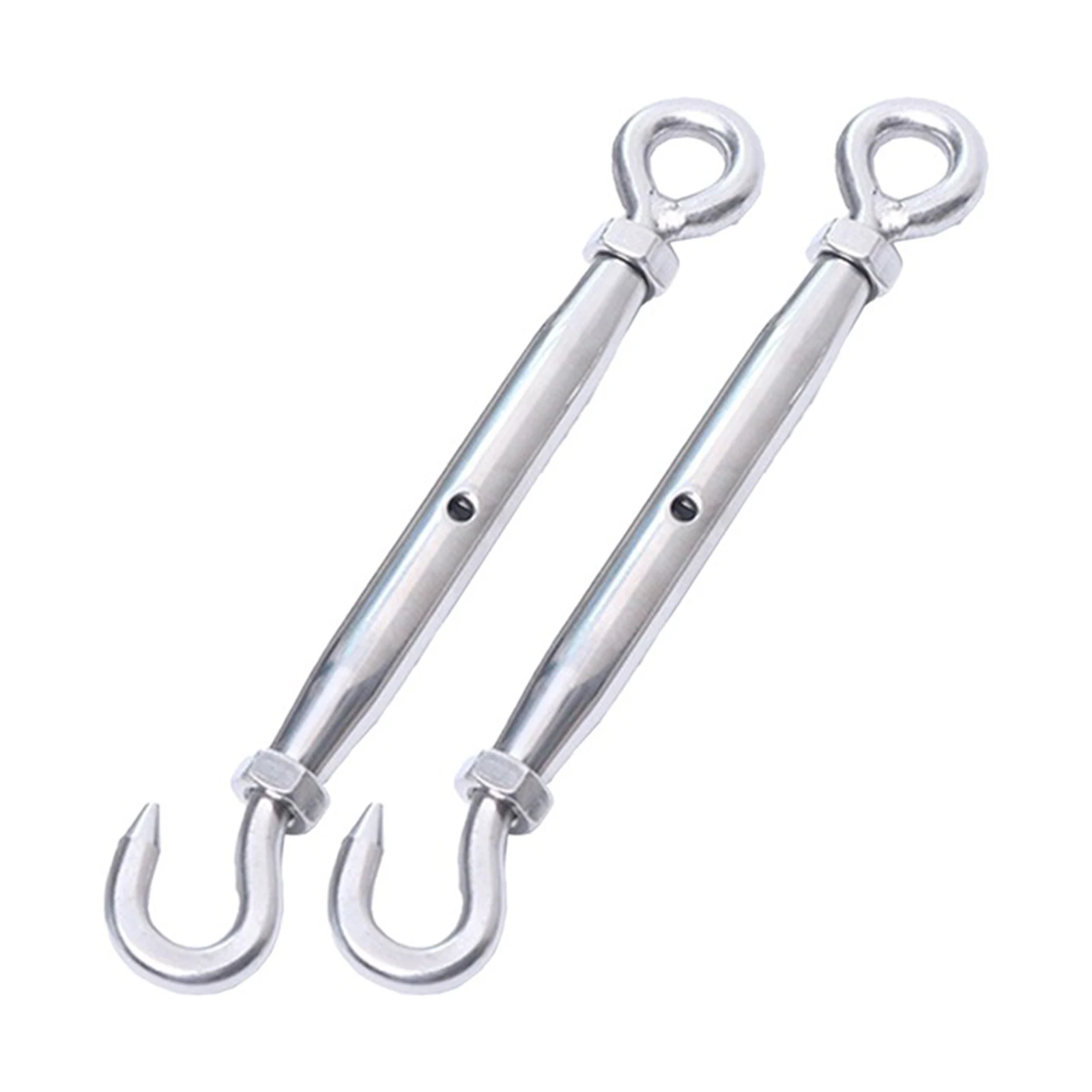 

2PCS M6 Stainless Steel Hook Turnbuckle Wire Rope Tension Adjustable Enclosed Turnbuckle Wire Tensioner 149-214mm Home Hardware