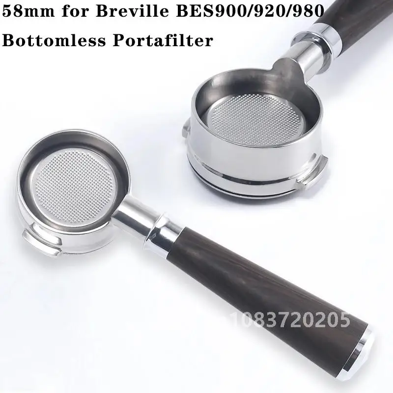 58 мм бездонный портафильтр для кофе с 2 ушками Breville BES900/920/980 из нержавеющей стали