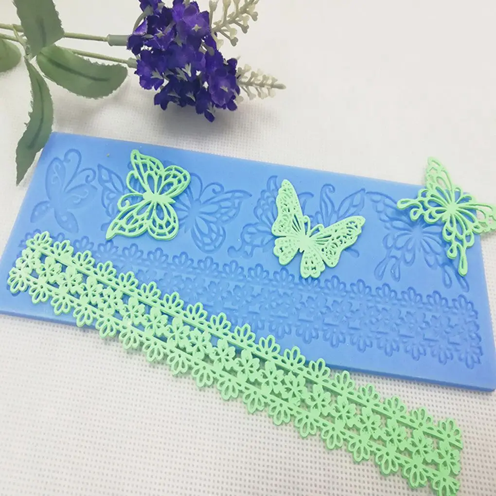 

Flower Lace Mold Cake Border Decoration Tools Fondant Cake 3D Silicone Mat Mould Random Color