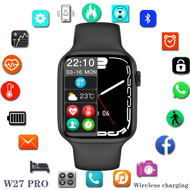 

2022 New IWO W27 PRO Smart Watch Men Bluetooth calling Call Wireless Charging Sleep Monitor Message Women Smartwatch Pk W37 PRO