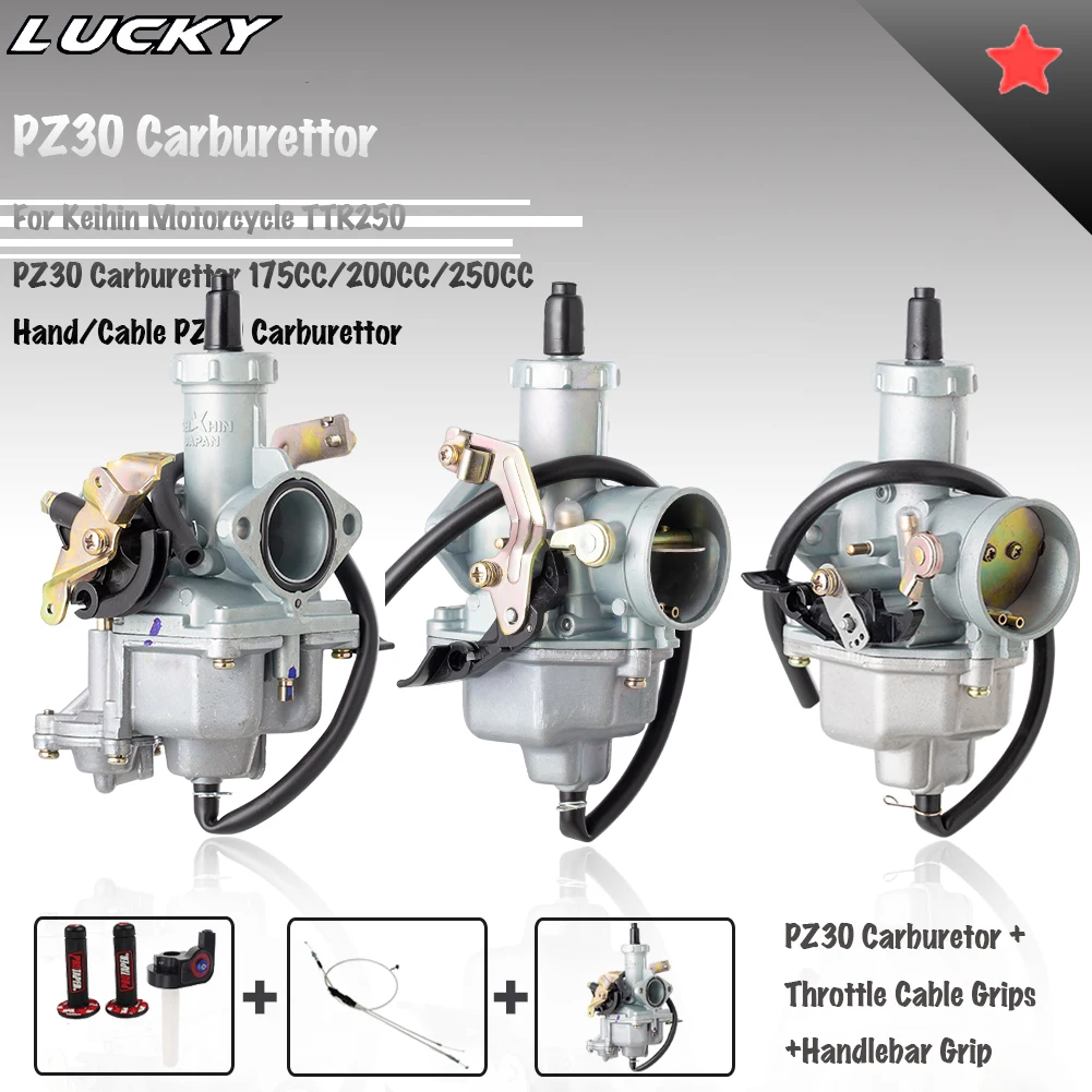 Карбюратор PZ30 + кабель + рукоятка дроссельной заслонки для мотоцикла Keihin TTR250 PZ30, насос с ускорителем Power Jet 175cc-250cc для велосипеда-внедорожника ATV