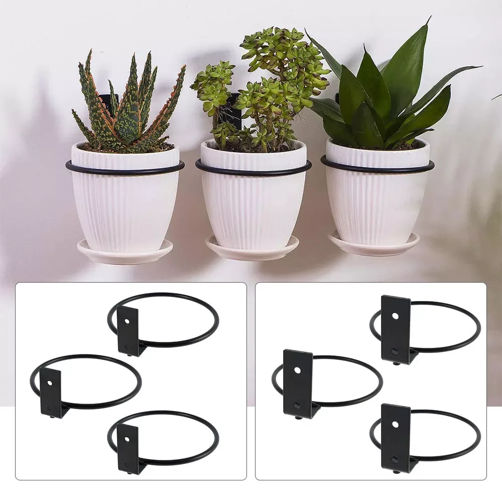 

3 Pcs Folding Plant Holder Ring Flower Pot Holder Wall Mounted Metal Planter Shelf Home Decor Hanger Outdoor Decorative 4/6 Inch