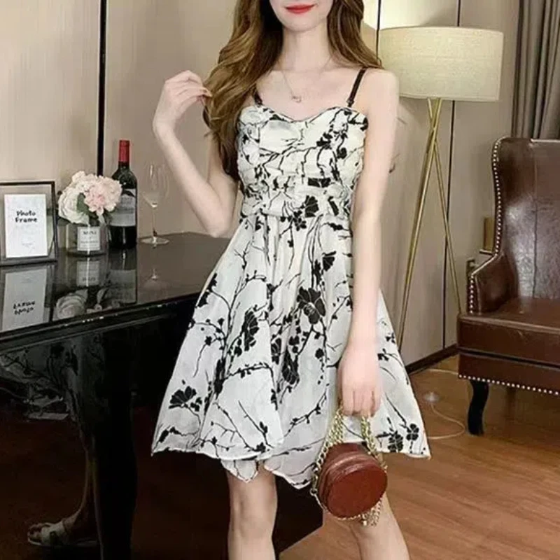 Женский пуловер с V-образным вырезом Юбка До Колена контрастных цветов цветочным