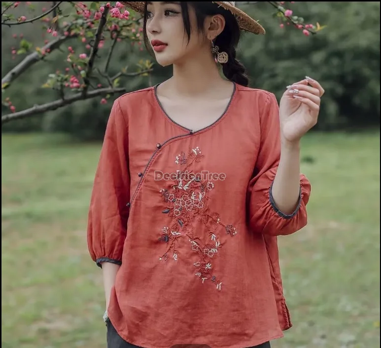 Новинка 2024 винтажный Улучшенный Топ qipao в китайском стиле Свободный Повседневный