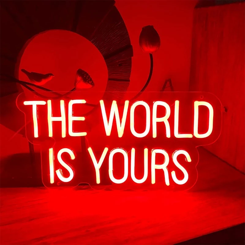 The World is Yours Neon Signs Pink Custom LED Neon Sign Wall Lights Bedroom Windows Pub Cafe Decor Wedding Birthday Party Gift