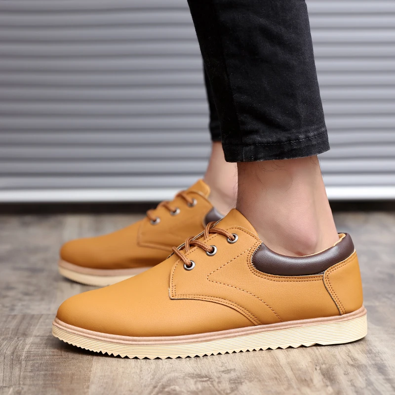 Мужские повседневные кожаные туфли модные кроссовки удобная обувь на плоской