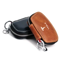 new design leather car key cover for tesla model 3 model x y s card case keychain key cases car accessories