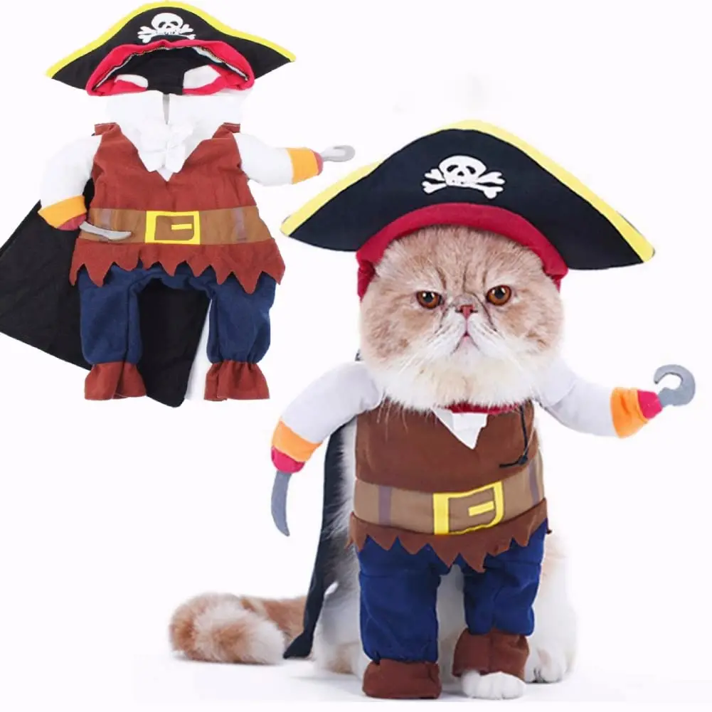 

Костюм ходячей пиратской кошки ZOOBERS, костюм питомца для косплея на Хэллоуин, теплая одежда для щенка, одежда для Хэллоуина, одежда для кошки, платье для косплея