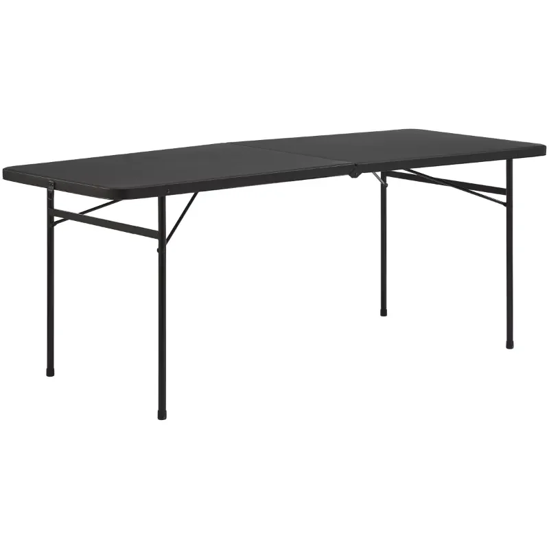 6 Foot Bi-Fold Plastic Folding Table, Black desk table camping table camping Outdoor Table