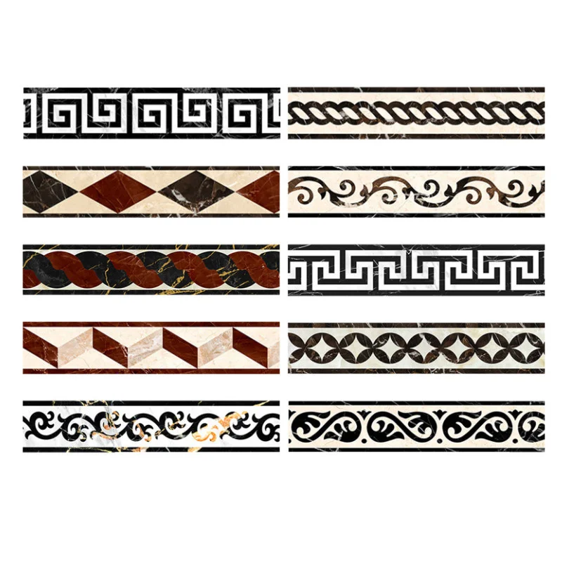 

2M/Roll Geometric Floor Ceramic Tile Sticker Self-adhesive Waist Line Wallpaper Waterproof Baseboard Living room Wall Home Decor