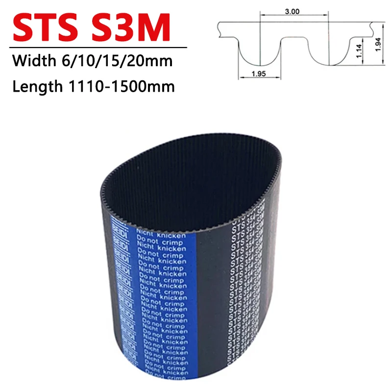 

Резиновый Ремень ГРМ STS S3M, длина 1110 1119 1146 1188-1500 мм, ширина 6 10 15 20 мм, замкнутая петля, синхронный ремень, шаг 3 мм, 1 шт.