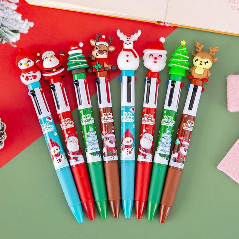 4 цвета милая рождественская шариковая ручка кавайные гелевые ручки с рисунком