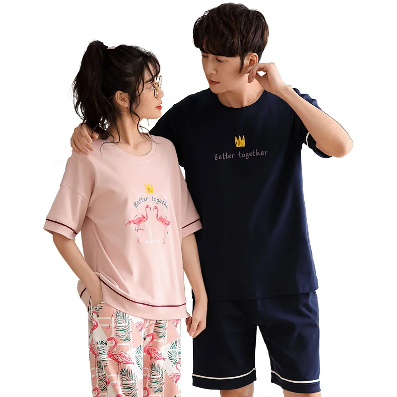 Новый пижамный комплект для пар милая мультяшная Мужская и Женская Повседневная