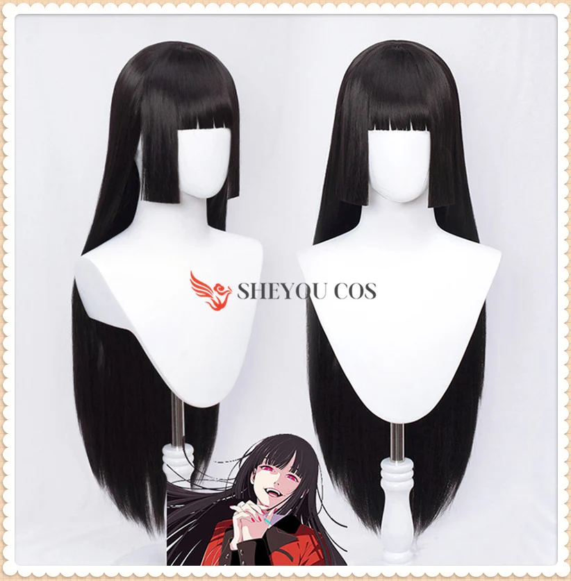 

Jabami Yumeko Wig Kakegurui Cosplay Wig Women Black 100cm Heat Resistant Synthetic Hair Wigs