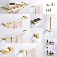 bathroom set accessories stainless steel brushed gold towel rack with hook wall toilet brush holdertoilet roll paper holder