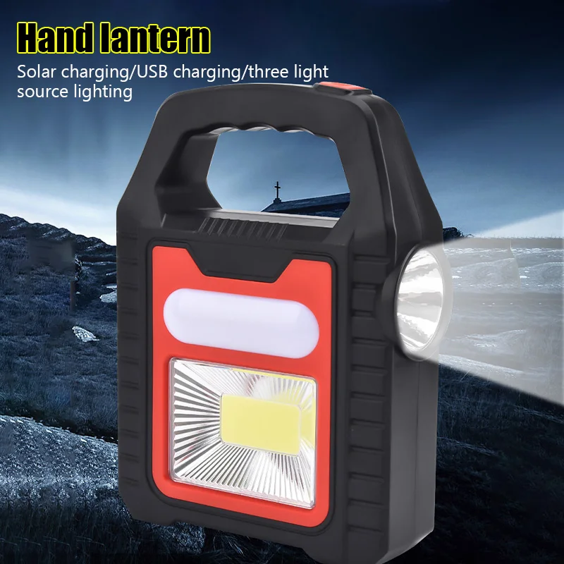 

Portable Solar Lantern COB LED Work Lamp Waterproof Emergency Spotlight USB Rechargeable Handlamp Outdoor Hiking Camping