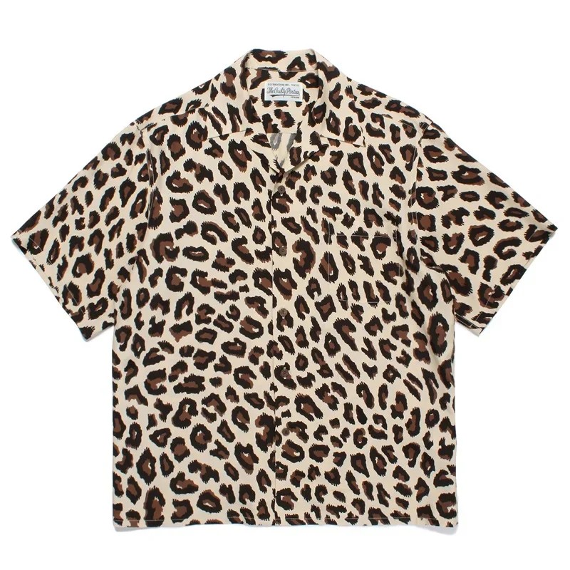 

WACKO MARIA Men's Shirts 2023 Summer New Japanese NANGA ANORAK JACKET Leopard Hawaiian Casual Loose Short Sleeve Tops