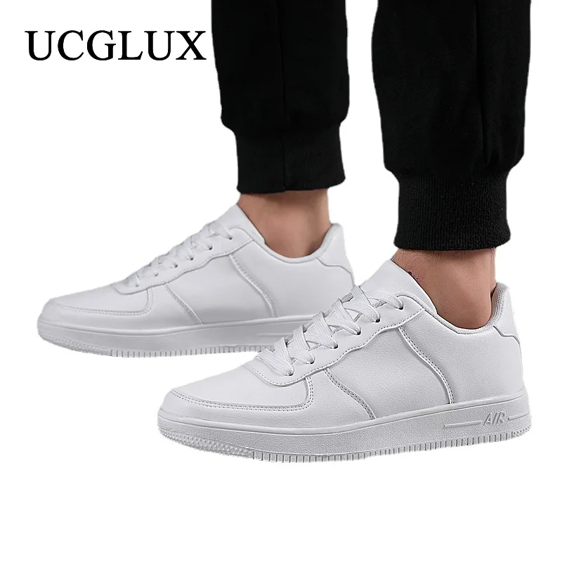 

Men Sneakers White Men Vulcanized Shoes Sports Black/white Leather Shoes Plus Size 36-48 Casual Shoes Men Sneakers Breathable