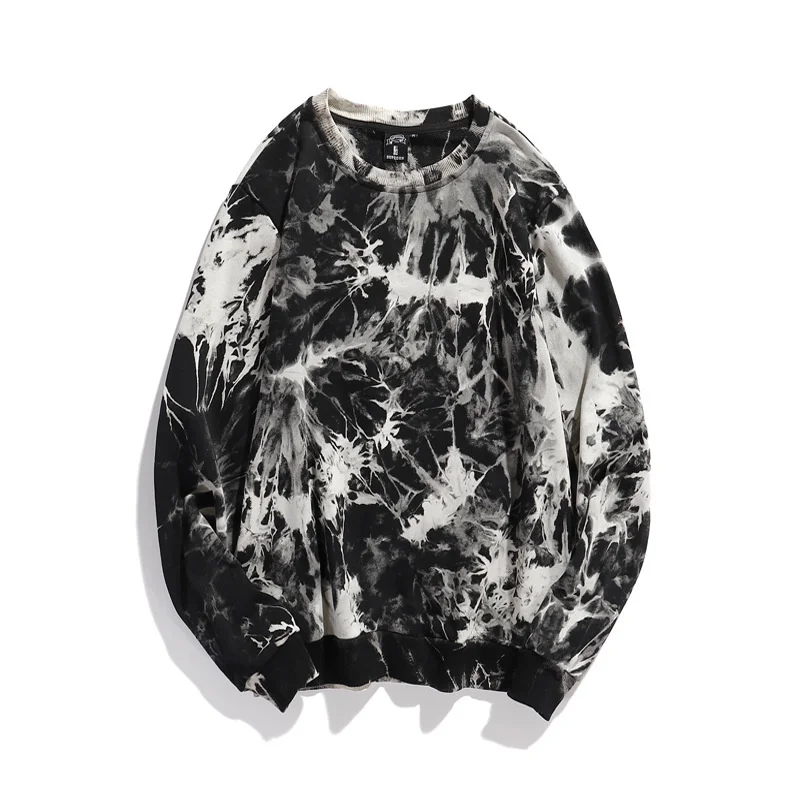 

2023 New Tie Dyed Colorful Sweater Pullover with Thin Round Neck Sweater for Couples