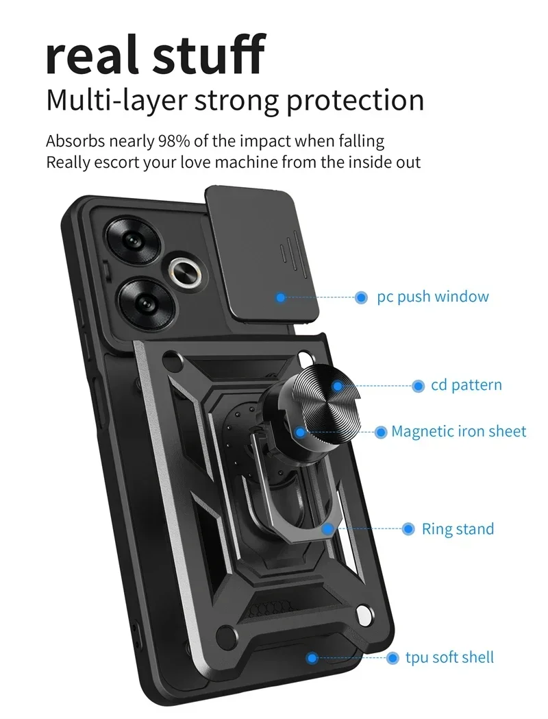 Чехол-подставка для Xiaomi Redmi 13C с металлическим кольцом
