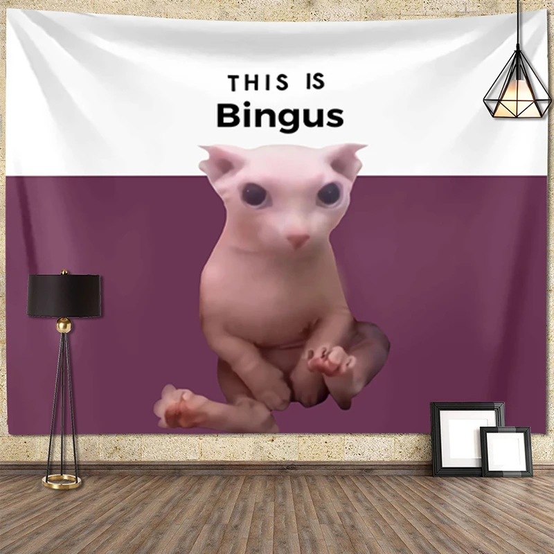 

Home Decor Bingus Cat Aesthetic Print Polyester Tapestry Cloth Kawaii Macram Tapestry For Living Room Rug tapiz