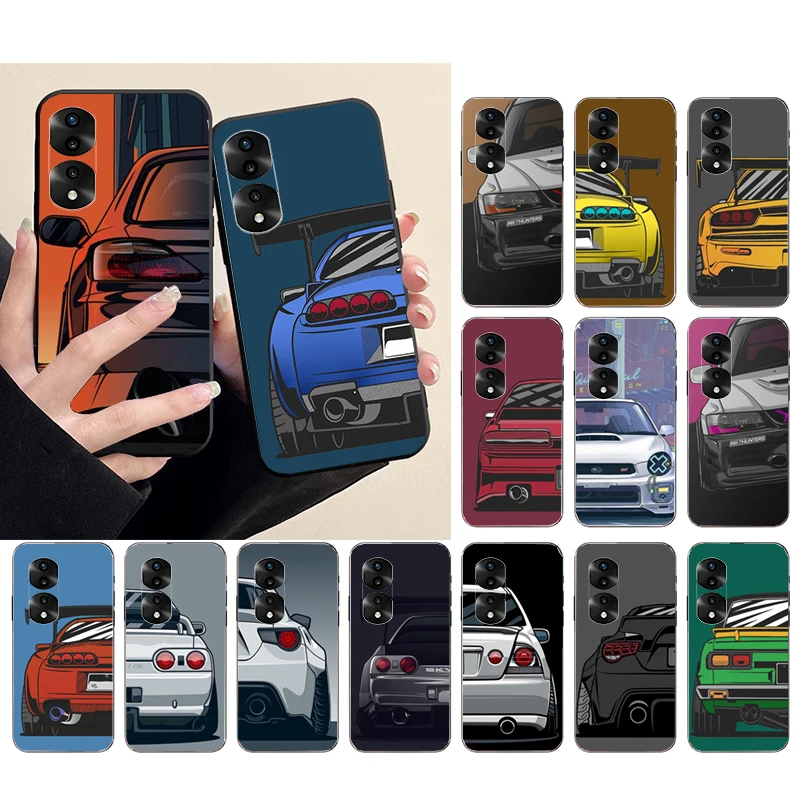 

JDM Sports Car Phone Case for Huawei Honor X9 X8 X7 X6 70 50 60 Pro 10X 20 Lite 20 Pro 8X 9X 9A 9S 10i Funda