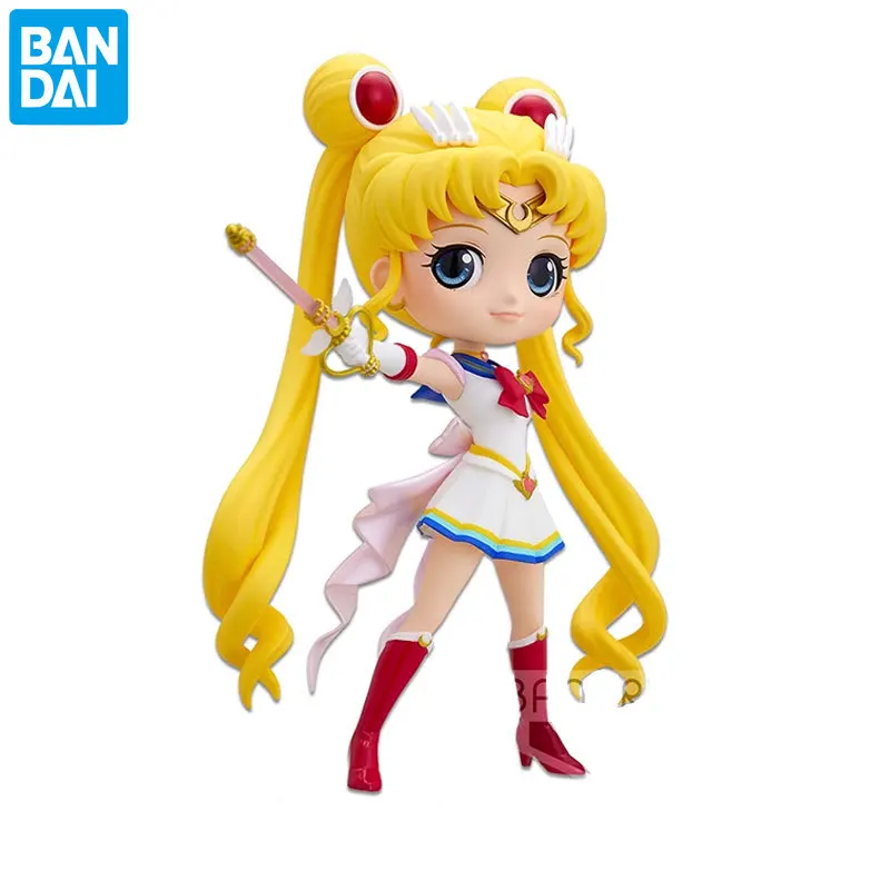 

BANDAI SAILOR MOON Tsukino Usagi MOVIE Q Posket Genuine Anime Action Figure Collectible Model Dolls Toys for Girls Gift