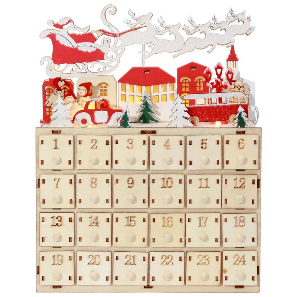 

Home Decor Christmas Calendar Ornaments Exquisite Countdown Advent Wooden Xmas Gift