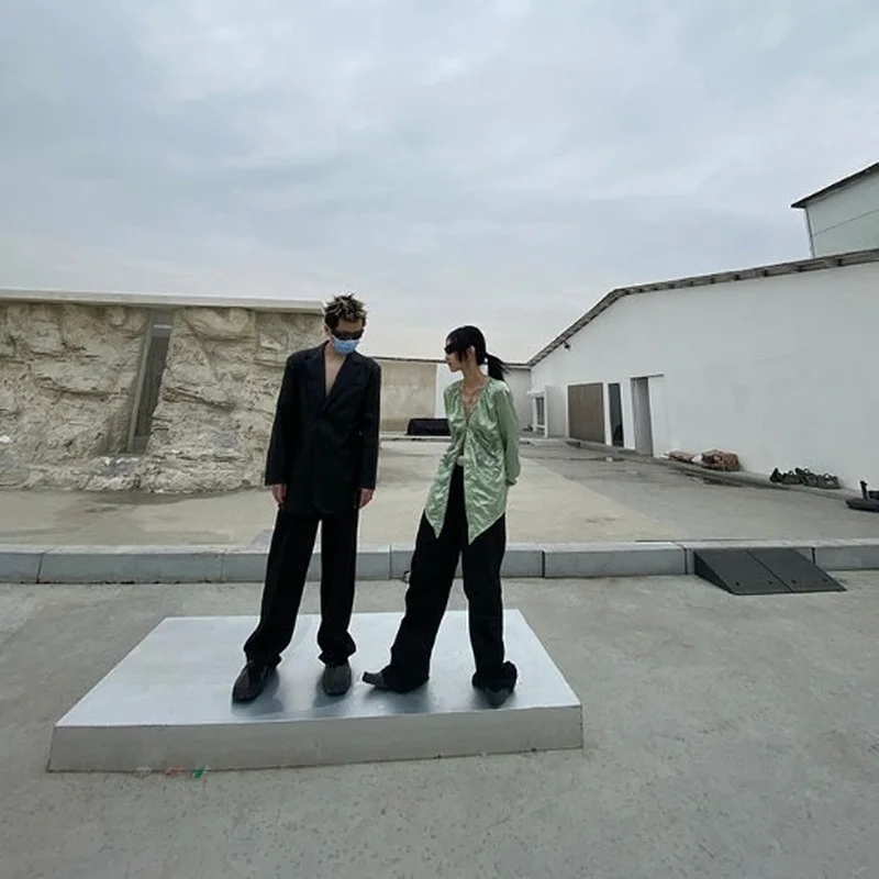 Женская рубашка с длинным рукавом V-образным вырезом и вышивкой дракона