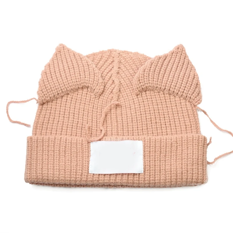 

All-match Ear Beanie Hat Fashion Letter Patch Knitted Hat Thermal Wool Hat Daily Wear Unisex Windproof for Drop Shipping