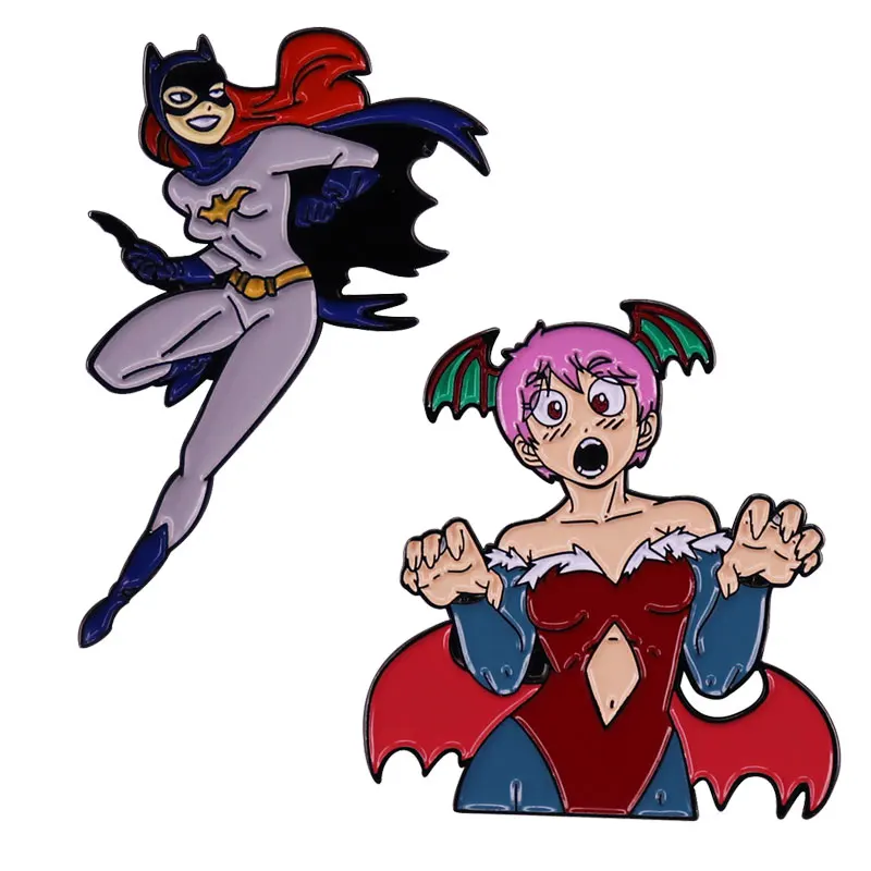 Эмалированная брошь в виде девушки летучая мышь значок для одежды шляпы рюкзака