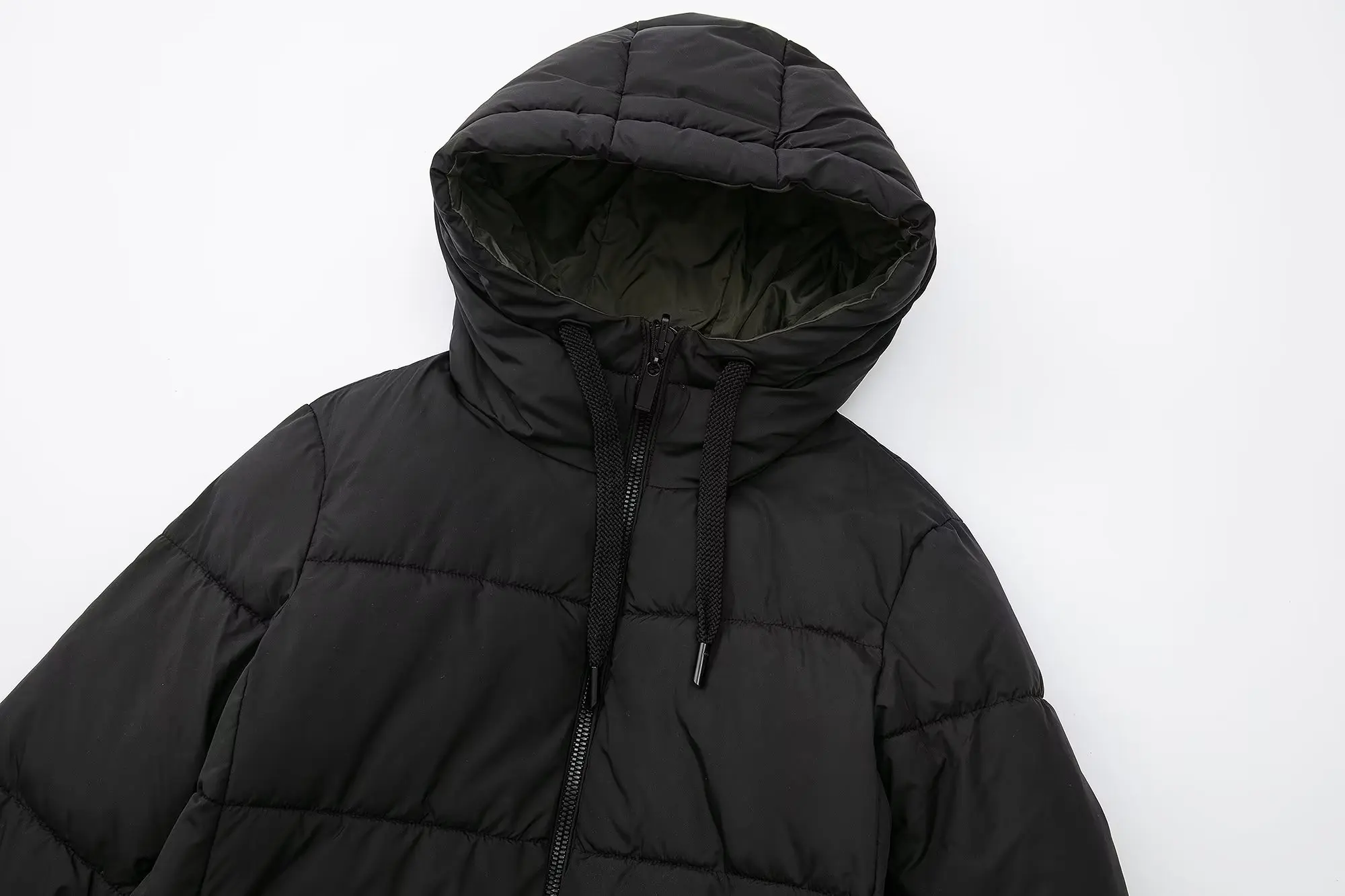 TRAF 2022 Autumn Winter Casual Woman Coat Zipper Casual Hooded Jackets Pockets Wide-waisted Warm Chic Coats Long Female Jackets