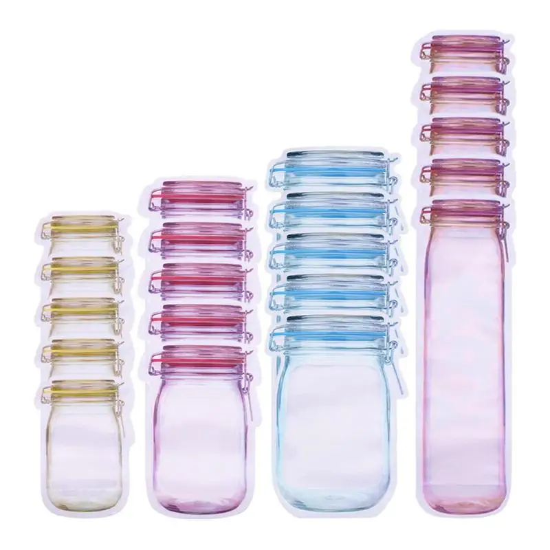 

20pcs Reusable Mason Jar Bottles Bags Portable Mason Jar Zipper Self Food Saver CandyHousehold Storage Bag Storage Supplies